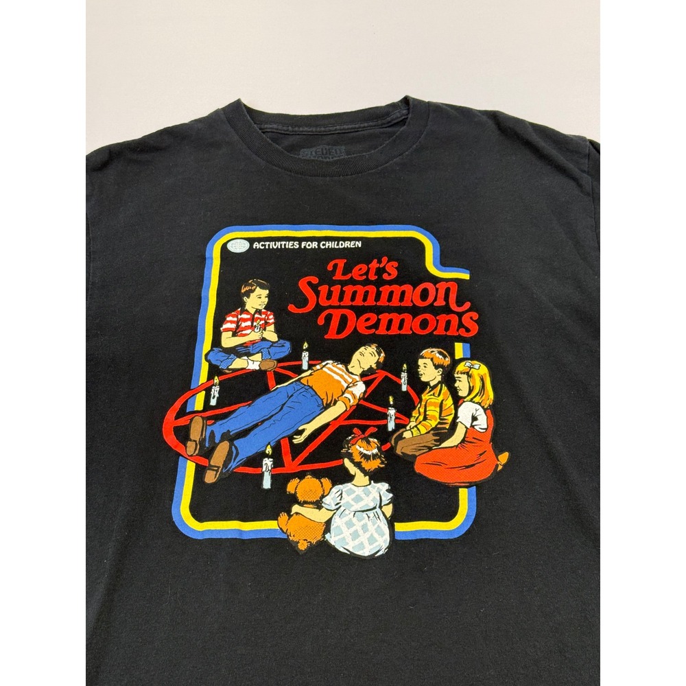 Steven Rhodes Lets Summon Demons Black Long Sleeve Graphic Tee Mens Medium - Picture 3 of 8